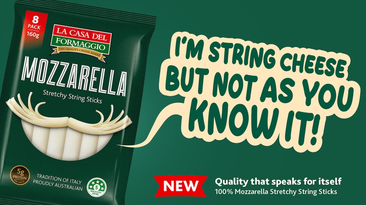 La Casa Del Formaggio introduces Aussies to Salvatore, a talking packet of cheese sticks, in Stretchy String Cheese campaign via Showpony